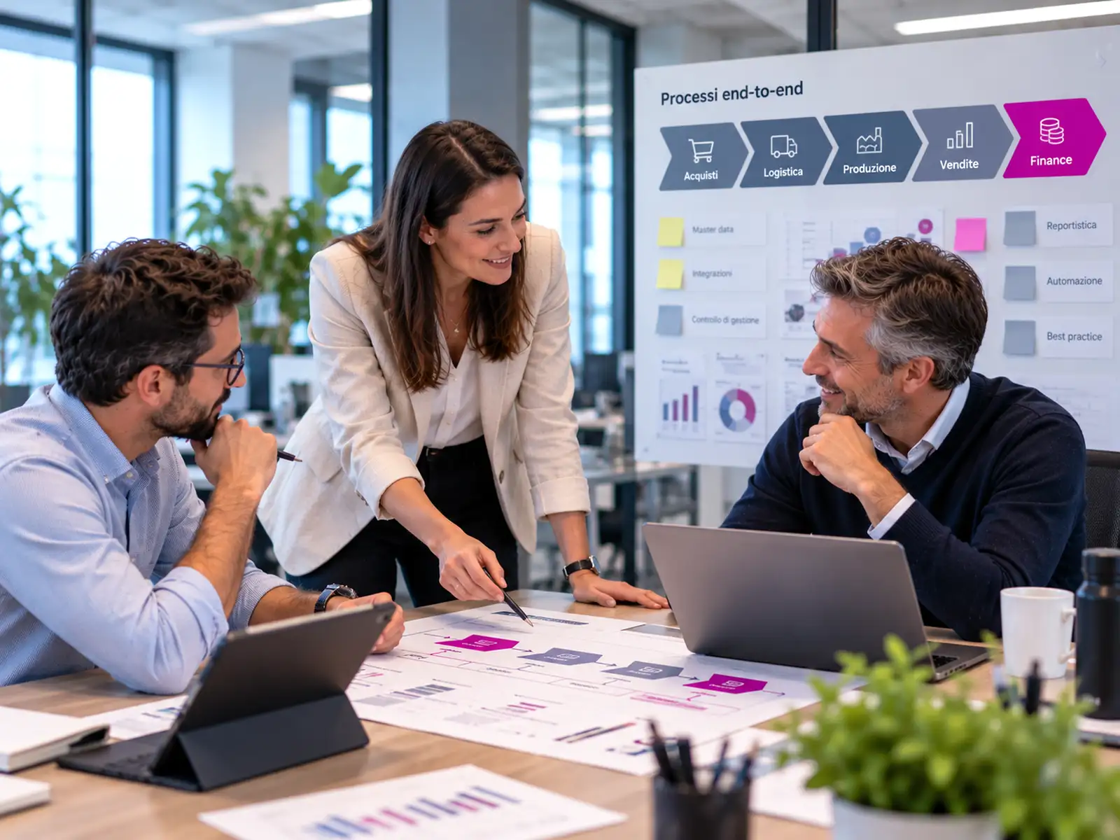 Professionisti durante un workshop sui processi aziendali integrati e sulla gestione avanzata in SAP